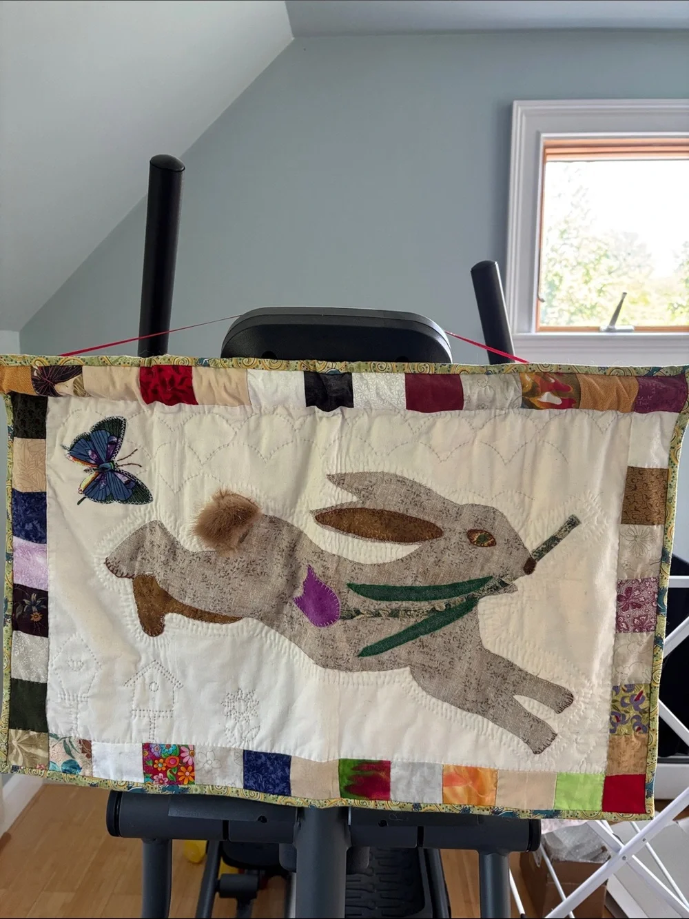 Kids room quilt hanging bunny 25.5”x18”